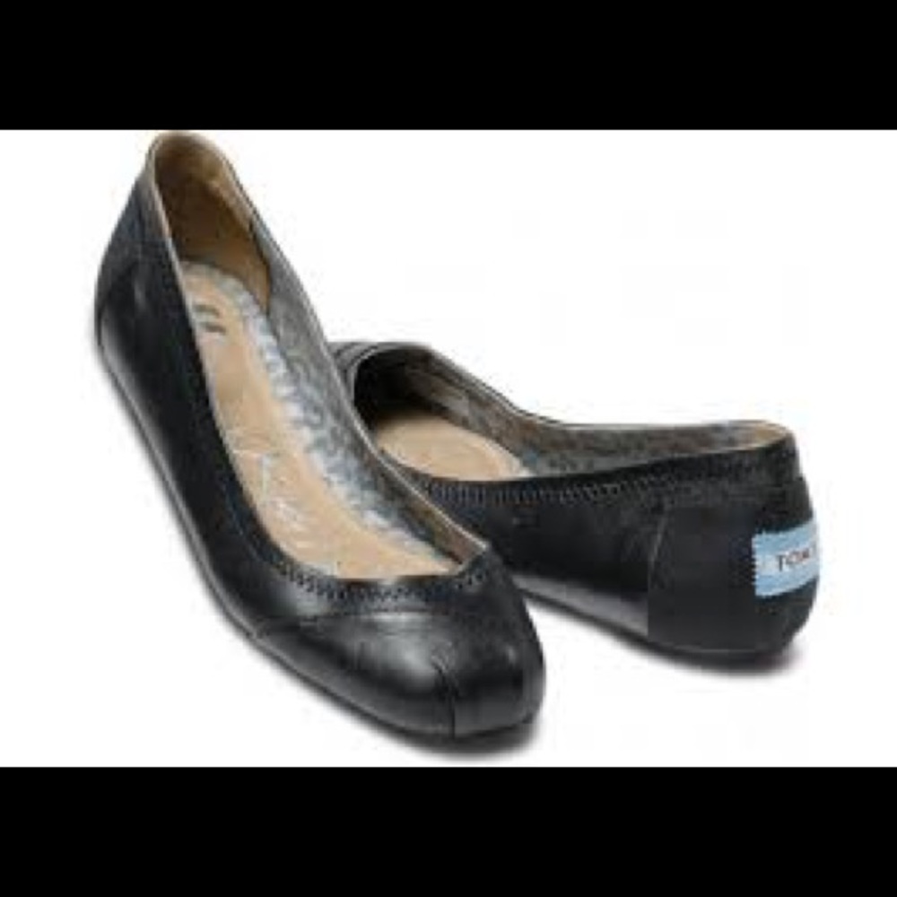Toms Camila Ballet Flats - Black Leather